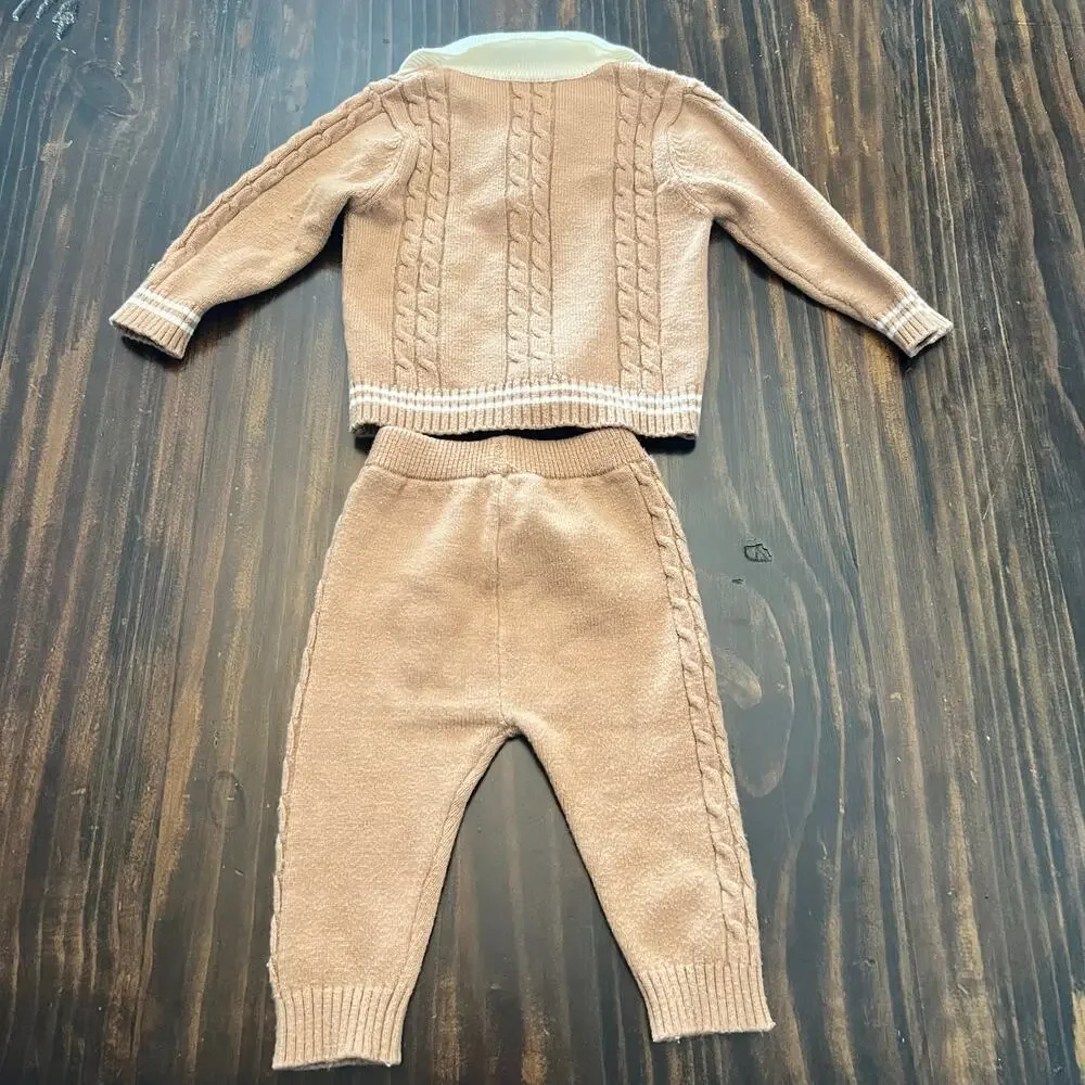 Teddy Bear Knit Sweater Set Top and Pants Size 9-12mo